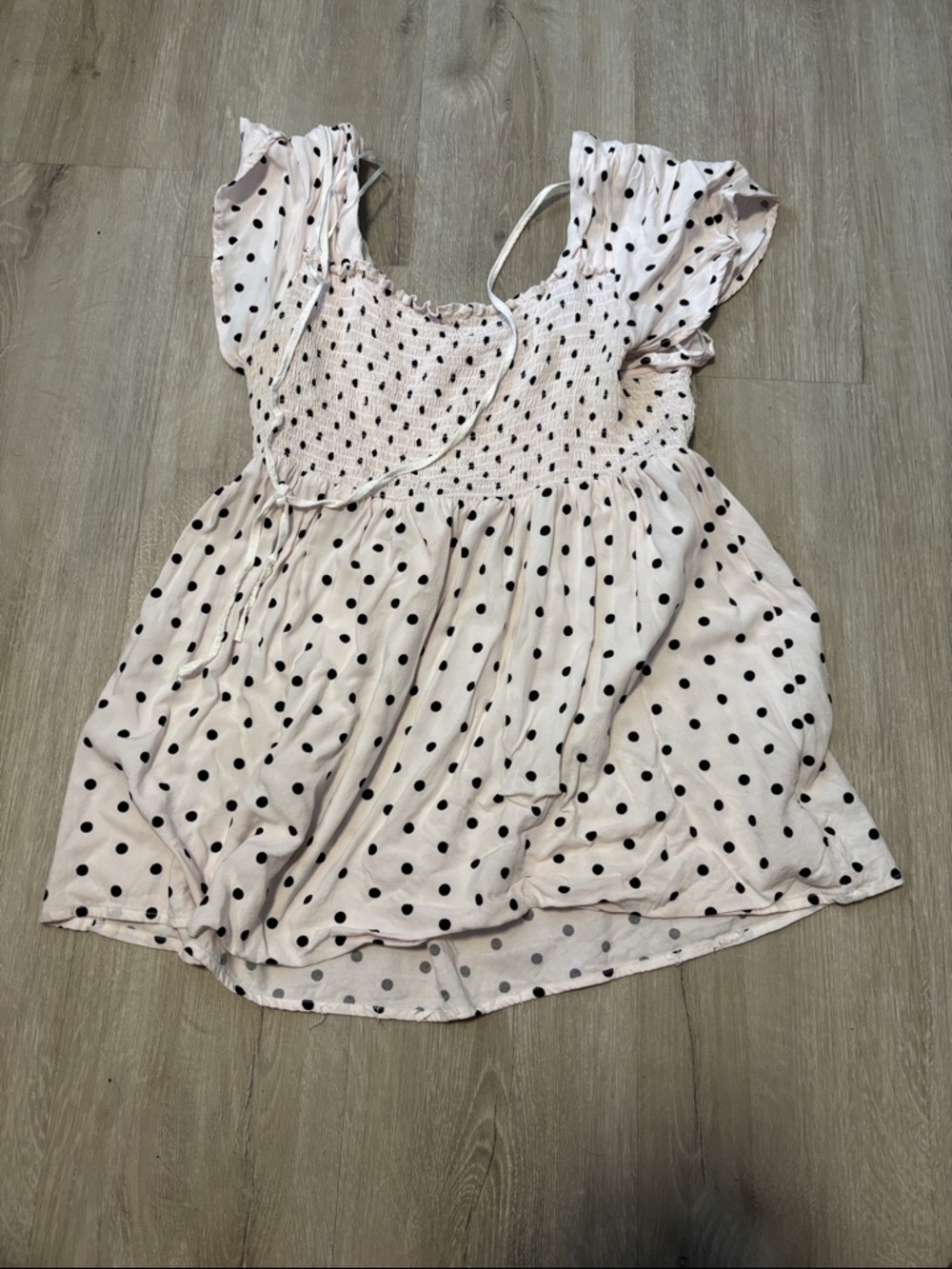 torrid Blush Pink Polka Dot Smocked Flutter Sleeve‎ Top